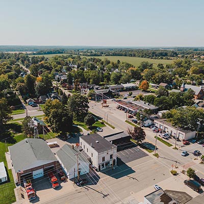 drone overhead photo of three oaks michigan